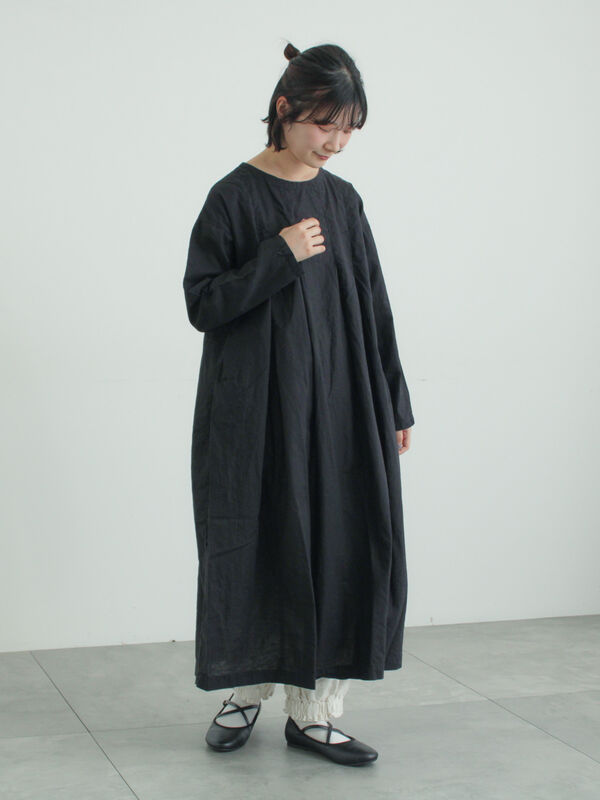 セール】 【tukuroi】綿麻平織製品染めワンピース（オフホワイト