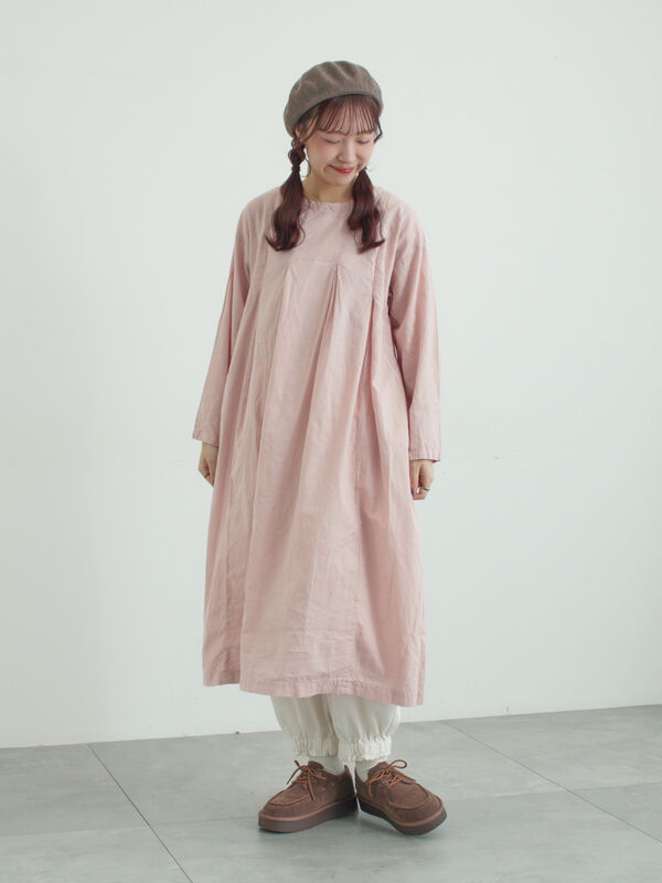 SALE【綿麻縮】辻和・単衣・蝶々・スモーキーピンク・ゆったりトール・裄74cm セール】 【tukuroi】綿麻平織製品染めワンピース（オフホワイト