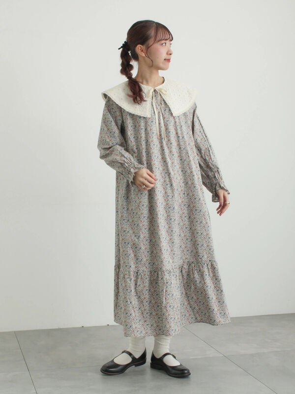 【LIBERTY】Katie and Millie柄襟付ワンピース（ピンク/ブルー）｜TSUHARU by Samansa Mos2（ツハルバイサマンサモスモス）通販