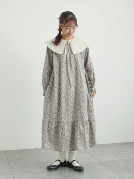 【LIBERTY】Katie and Millie柄襟付ワンピース（ピンク/ブルー）｜TSUHARU by Samansa Mos2（ツハルバイサマンサモスモス）通販