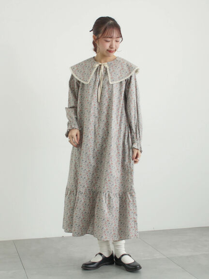 【LIBERTY】Katie and Millie柄襟付ワンピース（ピンク/ブルー）｜TSUHARU by Samansa Mos2（ツハルバイサマンサモスモス）通販