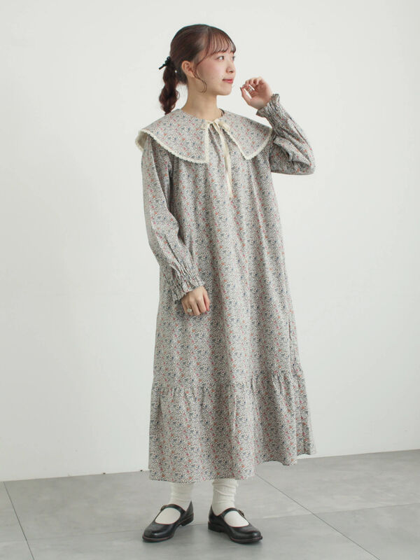 ツハル　Liberty fabrics 襟付きワンピース　ピンク　新品タグ付き セール】 【LIBERTY FABRICS】Katie and Millie柄襟付ワンピース