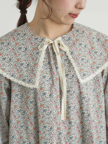 【LIBERTY】Katie and Millie柄襟付ワンピース（ピンク/ブルー）｜TSUHARU by Samansa Mos2（ツハルバイサマンサモスモス）通販