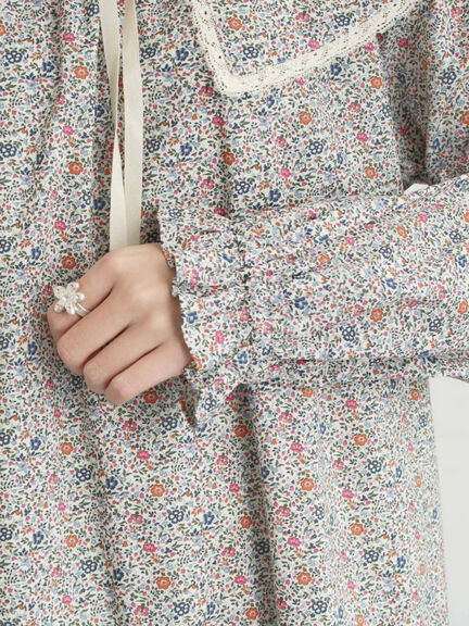 【LIBERTY】Katie and Millie柄襟付ワンピース（ピンク/ブルー）｜TSUHARU by Samansa Mos2（ツハルバイサマンサモスモス）通販