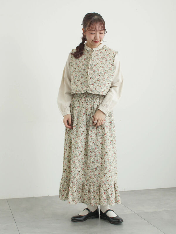 LIBERTY】BEATRICE柄キルトベスト（ピンク/ラベンダー/アウター/ベスト