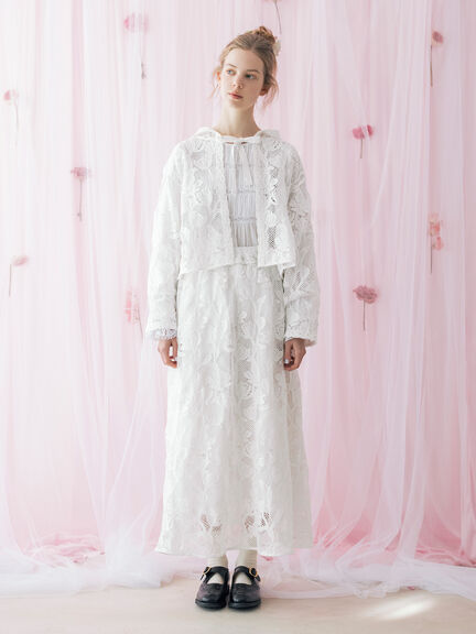 【WHITE COLLECTION】オーバーレースフード付きボレロ（ホワイト）｜TSUHARU by Samansa Mos2（ツハルバイサマンサモスモス）通販