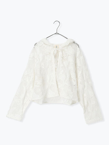 【WHITE COLLECTION】オーバーレースフード付きボレロ（ホワイト）｜TSUHARU by Samansa Mos2（ツハルバイサマンサモスモス）通販