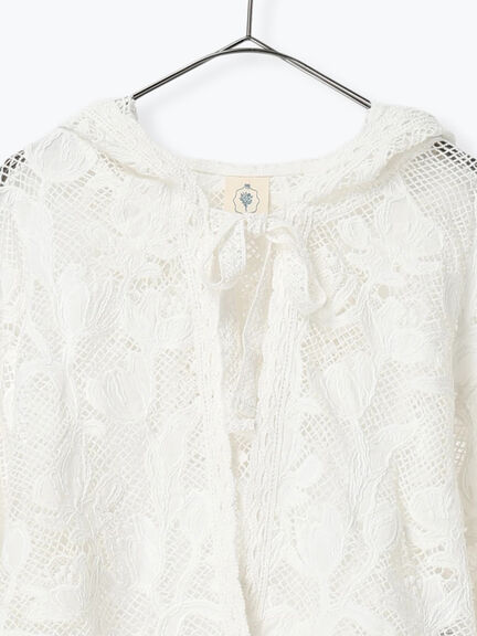 【WHITE COLLECTION】オーバーレースフード付きボレロ（ホワイト）｜TSUHARU by Samansa Mos2（ツハルバイサマンサモスモス）通販