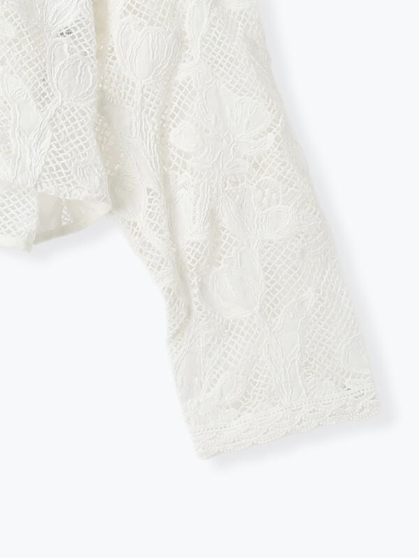 WHITE COLLECTION】オーバーレースフード付きボレロ（ホワイト