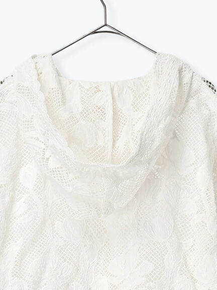 【WHITE COLLECTION】オーバーレースフード付きボレロ（ホワイト）｜TSUHARU by Samansa Mos2（ツハルバイサマンサモスモス）通販