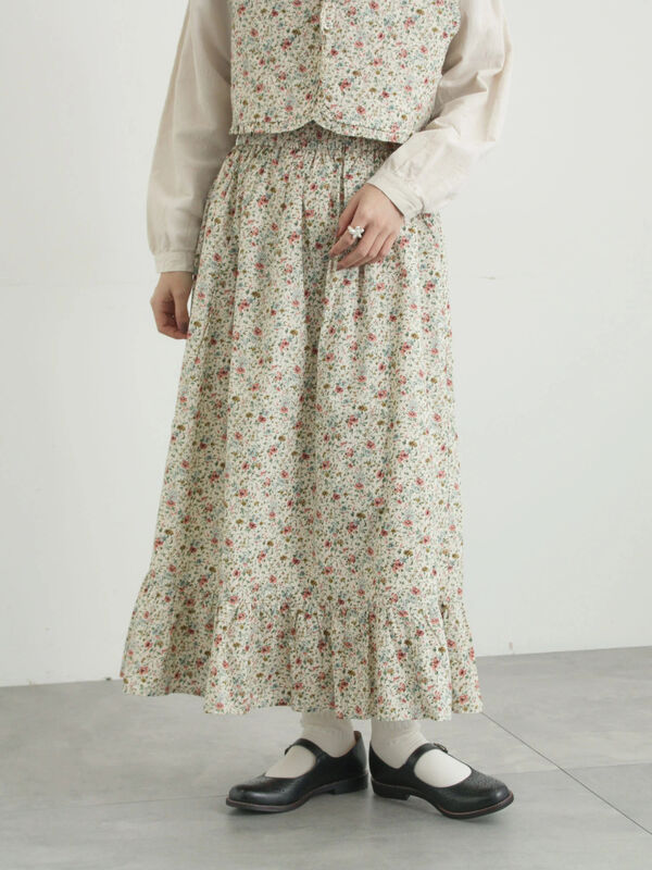 【LIBERTY】BEATRICE柄裾フリルスカート（ピンク/ラベンダー）｜TSUHARU by Samansa Mos2（ツハルバイサマンサモスモス）通販