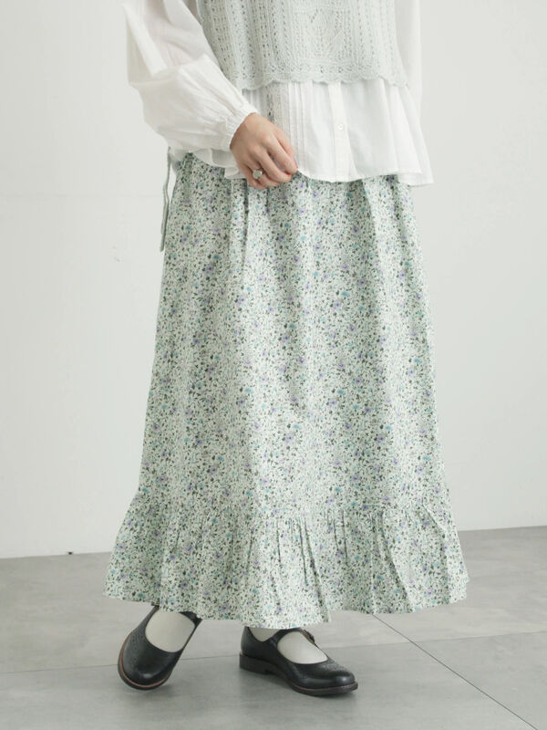 【LIBERTY】BEATRICE柄裾フリルスカート（ラベンダー）｜TSUHARU by Samansa Mos2（ツハルバイサマンサモスモス）通販