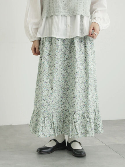 【LIBERTY】BEATRICE柄裾フリルスカート（ピンク/ラベンダー）｜TSUHARU by Samansa Mos2（ツハルバイサマンサモスモス）通販