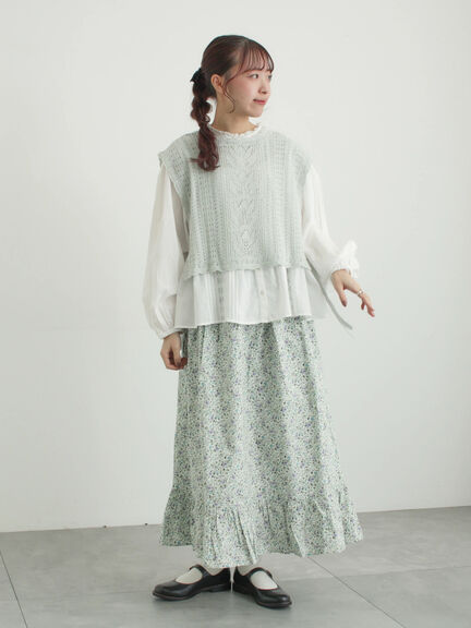 【LIBERTY】BEATRICE柄裾フリルスカート（ピンク/ラベンダー）｜TSUHARU by Samansa Mos2（ツハルバイサマンサモスモス）通販