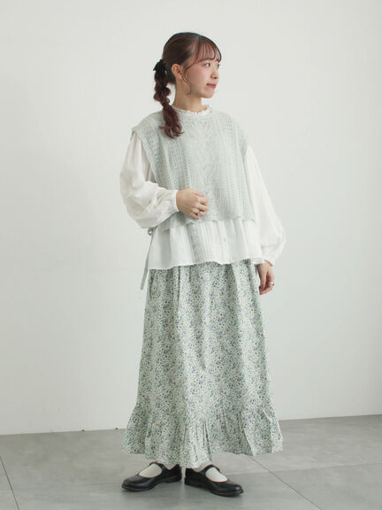 【LIBERTY】BEATRICE柄裾フリルスカート（ピンク/ラベンダー）｜TSUHARU by Samansa Mos2（ツハルバイサマンサモスモス）通販