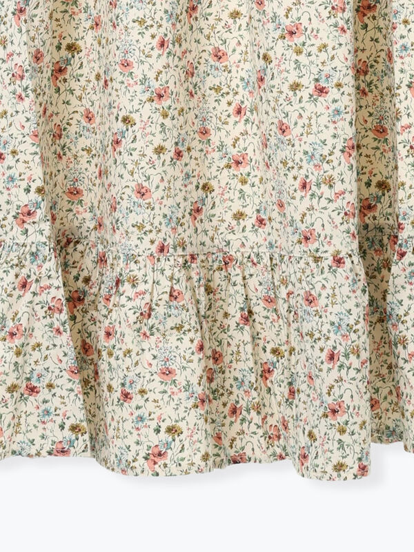 LIBERTY FABRICS】BEATRICE柄裾フリルスカート（ピンク/ラベンダー