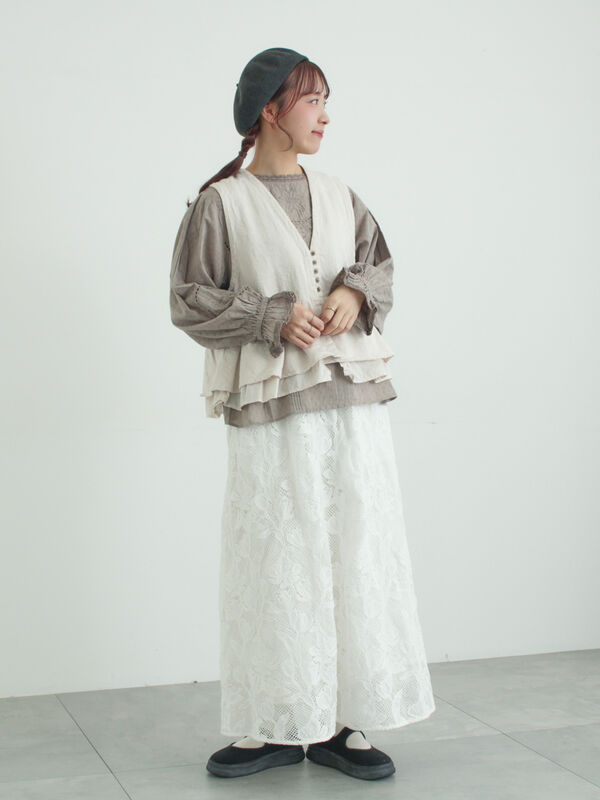 セール】 【WHITE COLLECTION】オーバーレーススカート（ホワイト