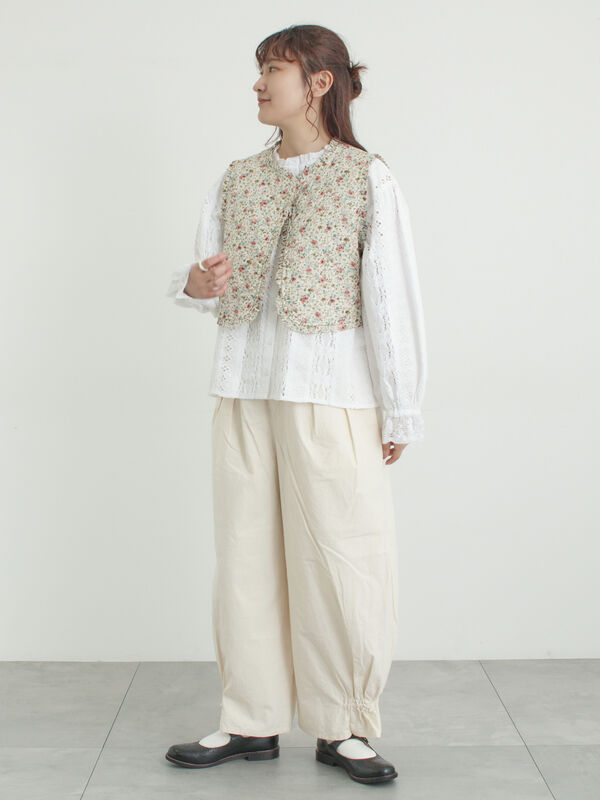 WHITE COLLECTION】オーバーレース切替ブラウス（ホワイト/トップス
