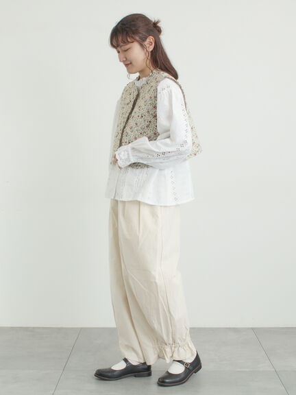 【WHITE COLLECTION】オーバーレース切替ブラウス（ホワイト）｜TSUHARU by Samansa Mos2（ツハルバイサマンサモスモス）通販