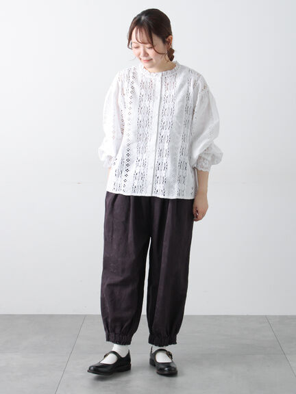 【WHITE COLLECTION】オーバーレース切替ブラウス（ホワイト）｜TSUHARU by Samansa Mos2（ツハルバイサマンサモスモス）通販
