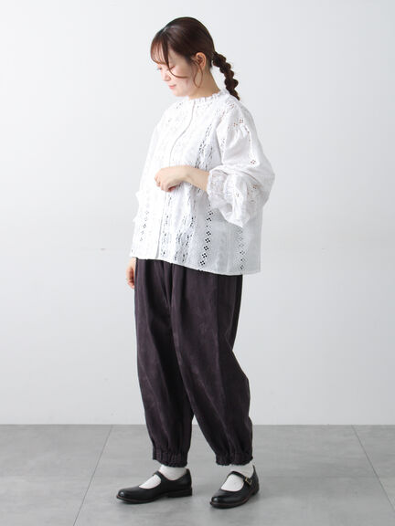 【WHITE COLLECTION】オーバーレース切替ブラウス（ホワイト）｜TSUHARU by Samansa Mos2（ツハルバイサマンサモスモス）通販