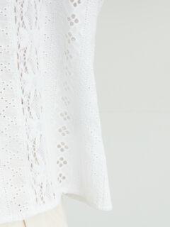 セール】 【WHITE COLLECTION】オーバーレース切替ブラウス（ホワイト 