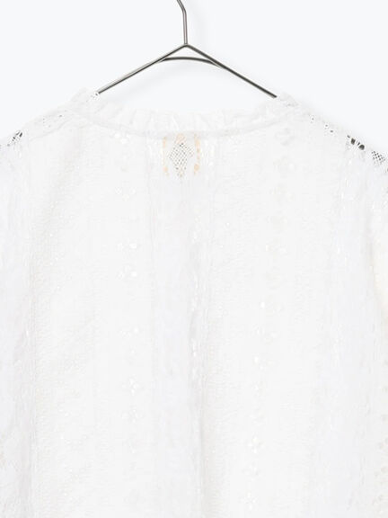 【WHITE COLLECTION】オーバーレース切替ブラウス（ホワイト）｜TSUHARU by Samansa Mos2（ツハルバイサマンサモスモス）通販