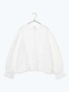 セール】 【WHITE COLLECTION】オーバーレース切替ブラウス（ホワイト 