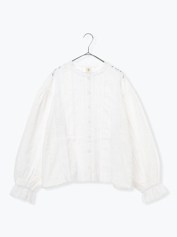 WHITE COLLECTION】オーバーレース切替ブラウス（ホワイト/トップス