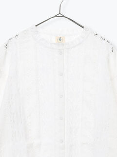 セール】 【WHITE COLLECTION】オーバーレース切替ブラウス（ホワイト 