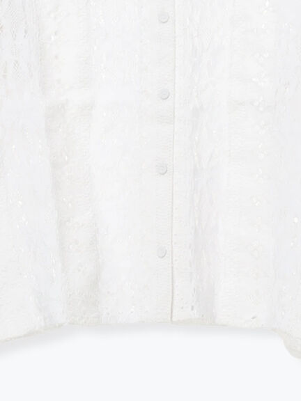 【WHITE COLLECTION】オーバーレース切替ブラウス（ホワイト）｜TSUHARU by Samansa Mos2（ツハルバイサマンサモスモス）通販