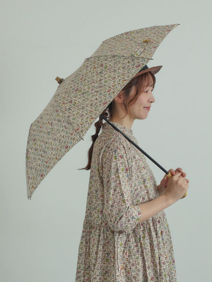 【LIBERTY FABRICS】Botanical Language柄日傘（ブルー/キナリ）｜TSUHARU by Samansa Mos2（ツハルバイサマンサモスモス）通販