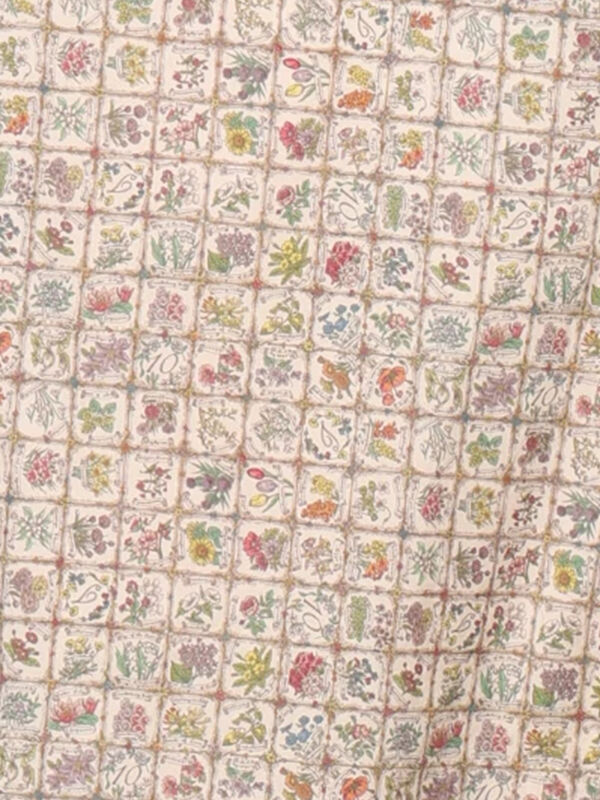 LIBERTY FABRICS】Botanical Language柄サロペット（ブルー/キナリ
