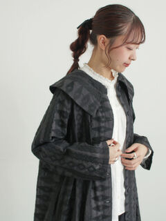 シアー総刺繍コート（オフホワイト/ブラック/アウター/コート