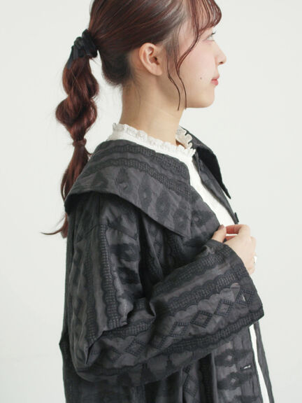 シアー総刺繍コート（オフホワイト/ブラック）｜TSUHARU by Samansa Mos2（ツハルバイサマンサモスモス）通販