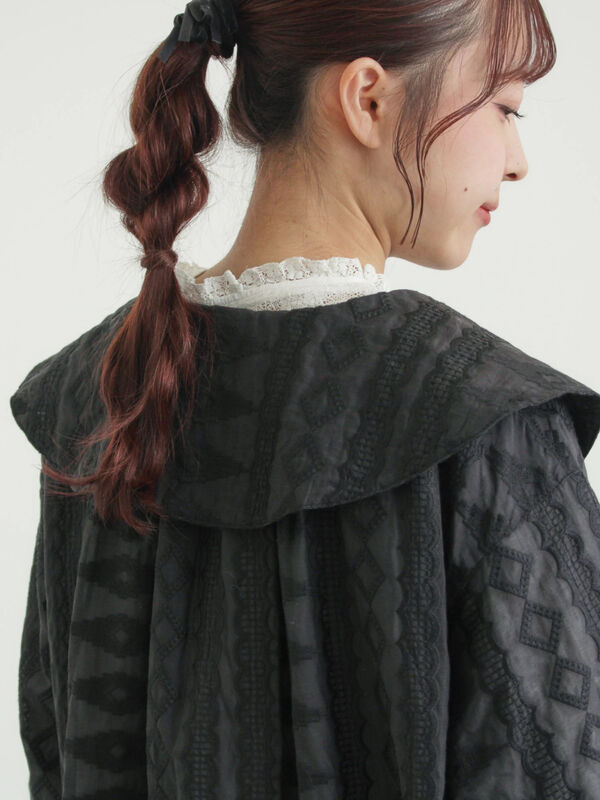 シアー総刺繍コート（オフホワイト/ブラック/アウター/コート