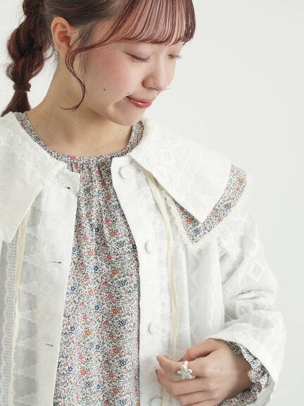 シアー総刺繍コート（オフホワイト/ブラック）｜TSUHARU by Samansa Mos2（ツハルバイサマンサモスモス）通販