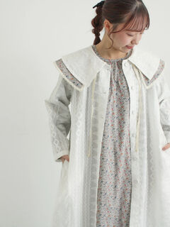 セール】 シアー総刺繍コート（オフホワイト/ブラック/アウター/コート