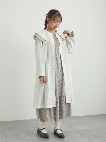 シアー総刺繍コート（オフホワイト/ブラック）｜TSUHARU by Samansa Mos2（ツハルバイサマンサモスモス）通販