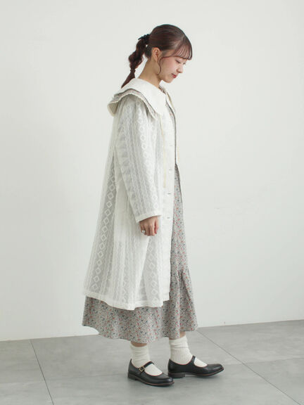 シアー総刺繍コート（オフホワイト/ブラック）｜TSUHARU by Samansa Mos2（ツハルバイサマンサモスモス）通販