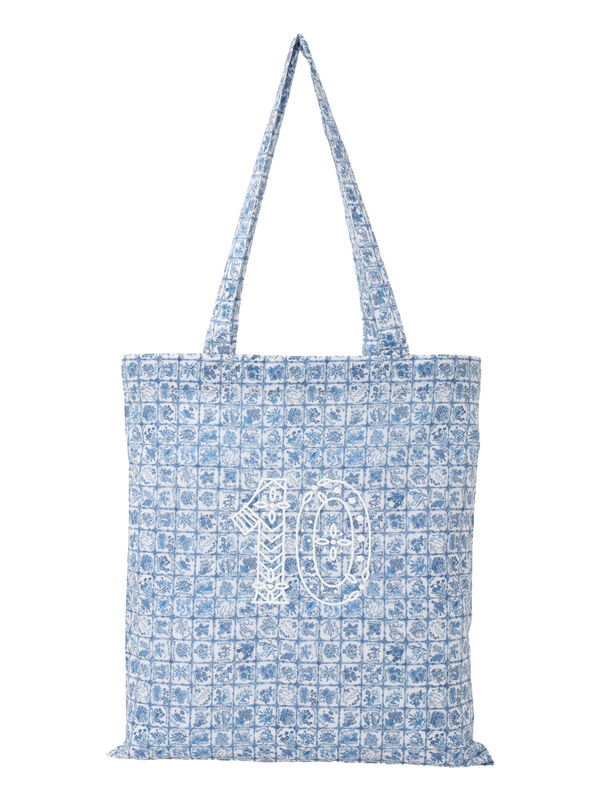 user_c７d７d１０１ リバティシュナーベル トートバッグ…他２点 LIBERTY FABRICS】Botanical Language柄トートバッグ（ブルー/キナリ