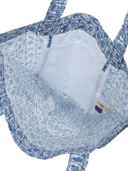 【LIBERTY FABRICS】Botanical Language柄トートバッグ（ブルー/キナリ）｜TSUHARU by Samansa Mos2（ツハルバイサマンサモスモス）通販