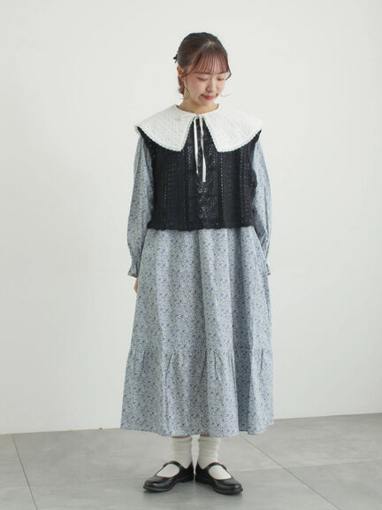 麻綿透かし柄前後着ニットベスト（ブラック/ベージュ/ミント）｜TSUHARU by Samansa Mos2（ツハルバイサマンサモスモス）通販