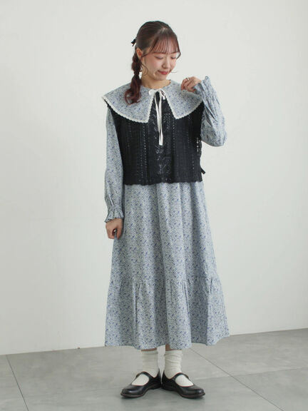 麻綿透かし柄前後着ニットベスト（ブラック/ベージュ/ミント）｜TSUHARU by Samansa Mos2（ツハルバイサマンサモスモス）通販