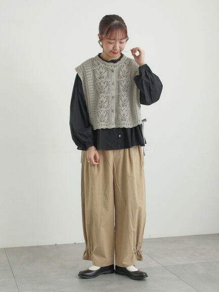 麻綿透かし柄前後着ニットベスト（ブラック/ベージュ/ミント）｜TSUHARU by Samansa Mos2（ツハルバイサマンサモスモス）通販