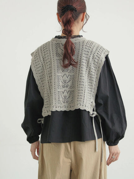 麻綿透かし柄前後着ニットベスト（ブラック/ベージュ/ミント）｜TSUHARU by Samansa Mos2（ツハルバイサマンサモスモス）通販