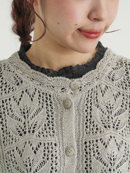 麻綿透かし柄前後着ニットベスト（ブラック/ベージュ/ミント）｜TSUHARU by Samansa Mos2（ツハルバイサマンサモスモス）通販