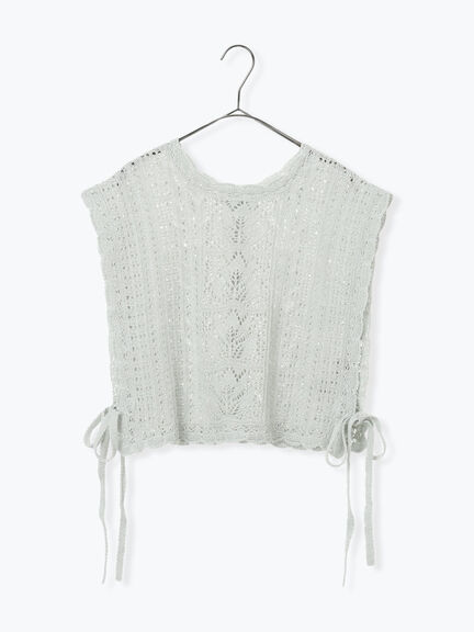 麻綿透かし柄前後着ニットベスト（ブラック/ベージュ/ミント）｜TSUHARU by Samansa Mos2（ツハルバイサマンサモスモス）通販