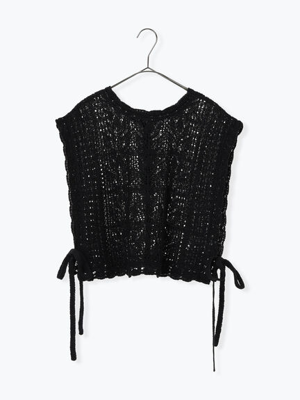 麻綿透かし柄前後着ニットベスト（ブラック/ベージュ/ミント）｜TSUHARU by Samansa Mos2（ツハルバイサマンサモスモス）通販