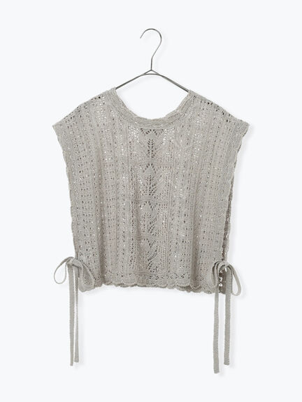 麻綿透かし柄前後着ニットベスト（ブラック/ベージュ/ミント）｜TSUHARU by Samansa Mos2（ツハルバイサマンサモスモス）通販